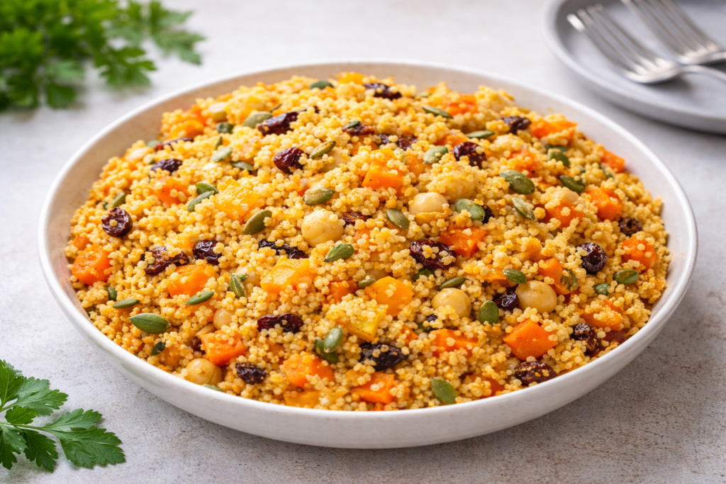 warm couscous salad with roasted vegetables