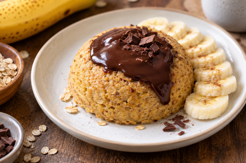 Banana and chocolate oat bowl cake